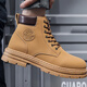 Yunshun rhubarb boots men's shoes high-top Martin boots men's Korean version versatile handsome trendy thick-soled work shoes short boots trendy shoes yellow 43