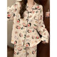 Traumiger Pyjamas mit Brustpolster für Frauen im Frühling und Herbst Baumwolle süße Cartoon Japaner Buntstift Shin-Shiba Langarmer Sommeranzug Hauskleidung Langarmed #A724 Kätzchen [mit Brustpolster] 160 (M)