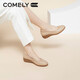 
COMELY soft cowhide single shoes for women's spring round toe comfortable flat shoes soft sole commuting versatile mother shoes apricot color 39
