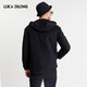 Lucadilong [Wolle + Mulberry Seide] Klassischer Stil personalisierter Modemuster gedruckter Taschenmänner Wolljacke Männer schwarz l 50