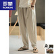 ROMON Summer Chinese style linen pants men's thin loose casual pants Harem pants nine-point pants cotton linen bloom pants men's off-white 3XL