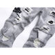 Moring Bull New High Street AM Trendy Jeans Herren zerrissener Cobra Sticker Leder Patch Elastizität Slim Black Black 3523 29