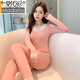 
Modal double-sided German velvet thermal underwear for women with beautiful body slim marks and traces autumn clothes and long pants suit sexy lace base cotton sweater T9901# black S