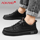 Aokang men's shoes 2025 new winter fashionable casual business leather shoes men's comfortable British style thick sole plate black 41