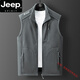 JEEP SPIRIT情侣摇粒绒马甲男女秋冬季无袖坎肩抓绒背心户外保暖开衫立领外套 9277男-深蓝 5XL