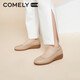 
COMELY soft cowhide single shoes for women's spring round toe comfortable flat shoes soft sole commuting versatile mother shoes apricot color 39