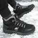 Kamel Dynamische Kamelschuhe für Winter plus Samt verdickte warme Baumwollschuhe wasserdichte nicht rutschfeste Kleidung-resistente Schuhe Outdoor Sport atmungsablöschbarer Freizeitschuhe 3895 Schwarz plus Samtstil 36