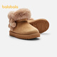 Balabala children's snow boots plus velvet and thickened girls' cotton boots winter mid-calf boots are non-slip, sweet and warm