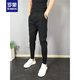 罗蒙（ROMON）男士休闲裤子潮流ins韩版修身束脚裤春秋季时尚运动九分哈伦裤男 黑色808 30 首选115125斤