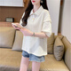 Pierre Cardin polo collar waffle short-sleeved T-shirt for women summer 2025 new loose large size short half-sleeved fake two-piece navy blue M suitable for 80-110Jin Jin is equal to 0.5 kg