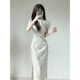 Qeeshine cheongsam Republic of China Style Miss 2025 new improved version dress temperament high-end young girl new Chinese style 846 apricot color [high-quality jacquard embroidery] M