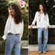 Olrain French white shirt women's versatile design double-layer lace commuting shirt white XL