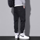 Woodpecker casual pants men's tying feet trendy workwear men's 2025 summer thin loose long pants 9859 black + 9859 gray M