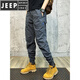 JEEP SPIRIT Live broadcast of the same spring and autumn cotton camouflage work pants for men and women loose casual long trousers retro style tying pants gray 679 summer thin 38 Suggested 190-210Jin [Jin equals 0.5 kg]