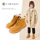 Tylanis winter boys' shoes children's Martin boots plus fleece leather medium-sized children's short boots retro soft sole Martin boots yellow 30 shoes inside length 20.0cm
