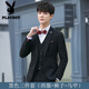 Playboy Suit Men's Casual Jacket Men's Fashion Handsome Professional Formal Wear Three-piece Slim Korean Style Suit Groom Wedding Black Three-piece Suit XL