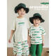 Yoyou Boys 2024 Nuevo camiseta de manga corta camisa contrastante pantalones cortos sueltos chaleco sin mangas serie de cocodrilo set beige green corrugado chaleco n4867 120