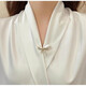 QUAMER Clothes Collar Fixed Button Irregular Pearl Bow Brooch Women's Pin Exquisite and High Main Image