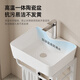 Dipeng Wandmontierter Keramikwaschbecken integriertes Becken kleine Wohnung Einfaches Waatsbeckenschrank Kombination Balkon Bad Waschbecken D4837 Becken + Einschichthalterung + Wasserhahn + Quadratspiegel