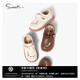Snuffy Children's Leather Shoes Autumn National Style Girls Hanfu Shoes Princess Shoes Baby Comfortable Soft Soled Toddler Shoes Cream White 28