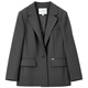 Shandubila 2025 Spring and Autumn Blazer Feminine Commuting One-Button Metal Label Fake Pocket Suit Dark Gray S