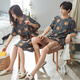 Shi jingya pareja pijamas mujeres verano algodón puro delgada delgada ropa de manga corta verano estilo de moda coreana traje para hombres cxh 12014 cuello redondo pareja 2xl - estilo femenino estilo