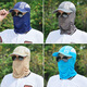 Shanda Sun Protection Hut Herren Sommer im Freien Fahrrad Reiten Sonnenschandfischerhut Eis Seidenmaske Bergsteigen Sonnenhut Klapper Hut Graufaltes Hut Einzelgröße
