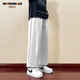 Dingfengbaoluo Casual Hosen Herren Frühling und Sommer Lose Sport im Freien Trendy Brand Weitbein schwerer, gerade lange Hosen 9066 Weiß M.