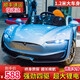 Zhuanshi children's electric car four-wheeled remote control car for men and women, baby toy car, swinging four-wheel drive stroller, four-wheel drive large battery, painted blue + fully configured