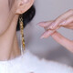Lan Huiming 925 silver needle niche design metal wheat long tassel earrings earrings light luxury temperament fashionable earrings