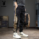 Playboy 2025 trendy brand spring and summer work clothes foot casual pants for men stripes, large size autumn new style pixie Harlan sports trousers black 2XL suitable weight 160-180Jin [Jin equals 0.5 kg]
