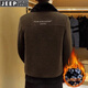 JEEP SPIRIT wool collar tweed coat men's Korean style jacket plus velvet thickened simple short windbreaker trendy autumn and winter warm jacket Black M 90-110