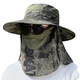 Manqi Meiya sun protection hat men's fishing sun protection mask summer large brim fisherman hat mountaineering sun hat outdoor straw hat sun hat military green camouflage one size