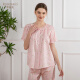 Roseme Roseme Spring and Summer New 14065 Pure Cotton 60 Tribute homenaje Estampado Rose Rose Collar completamente abierto Pajama de manga corta Set azul 160 (M)