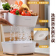 Jia helper vegetable washing basin double-layer drain basket washing fruit vegetable washing basket rice basin household hot pot preparation water filter artifact 4 pack