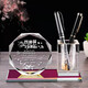 Chifeng Crystal Pen Holder Office Supplies Desktop Ornaments School Graduation Party Commemorative Teacher's Day Gift Ornaments Star Anise + Pen Holder + Colored Bottom Board