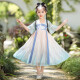 Aibaoshi children's Hanfu girls summer costume short-sleeved dress girls children's day gift Chinese style performance suit S689 Qingshan Dai 120 cm [suggested height 116-125 cm]