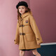 ASK JUNIOR Girls' Jacket 2025 Winter Warm Mid-Length Hooded Woolen Coat College Style Woolen Jacket Khaki 140