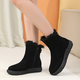 Lingfeng 2023 new snow boots for women, non-slip, super thick, flat-soled large-size women's shoes 41-43 top layer cowhide matte single shoes for women, black cotton boots 43