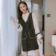 Langyue women's autumn small fragrance fake two-piece long-sleeved dress Korean version bell-sleeved doll skirt A-line skirt LWQZ201211 black and white L
