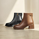 Belle (Belle) colored fashion boots for women's shopping mall same genuine leather thick heel heightened boots B8F1DDD4 black - single 37 (235mm)