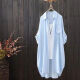 Yimuqi recogido camisa de algodón de manga larga para mujeres a mitad de longitud 2022 chaqueta de primavera y otoño nueva cárdigan literario cálvula 679 m