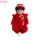 Full moon baby clothes, female princess autumn festive baby jumpsuit, autumn and winter velvet thickened Chinese style cheongsam, red velvet lace harem + free hat 59cm suitable for 0-3 months 8-11 Jin Jin is equal to 0.5 kg.