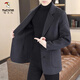 Woodpecker (TUCANO) 2025 woolen coat men's suit autumn and winter new suit short woolen coat business casual trend dark gray XL recommended 130-150Jin Jin equals 0.5 kg