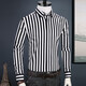 Talentiertes Yijia Vertikales gestreiftes Hemd Herren-Langsamen, schlanker Baumwollkoreaner-Stil gutaussehender Frühlings-Männer modisches lässiges Hemd-Hemd-Mode-Fashion Anti-Falten-Marine Streifen 5009 39