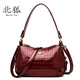 
North Fox Mom Handbag Bag Women's Large Capacity New Crocodile Pattern Patent Leather Women's Bag Middle-aged Women's Leather Bag One-Shoulder Crossbody Bag zw9922 Blue