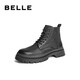 Belle Celebrity same style with Martin boots Comfortable cowhide thick-soled short boots Outdoor casual boots 8NB01DD4 Black-Single 41 (255mm)