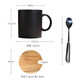 Mud-free (WUNI) European-style matte black matte mug with spoon lid high-end large-capacity ceramic water cup creative coffee cup black matte mug single cup