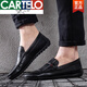 
CARTELO 2025 new shoes trendy bean shoes men's trendy Korean style summer men's lazy shoes casual driving soft sole leather shoes white 9851 39