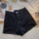 Zhidoudou dehnen hohe Taille enge Denim -Shorts für Frauen 2023 Sommer Heißes Mädchen kleine schlanke Ultra kurze heiße Hosen schwarz + grauer Songgürtel 694 S